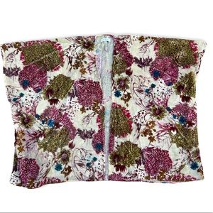 Woven heart one size poncho with velvet floral pattern draped cardigan